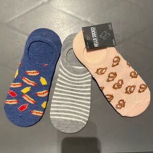 Women’s Snacks 3 pack Liner Socks Pink/Gray/Blue Size 4-10 NWT